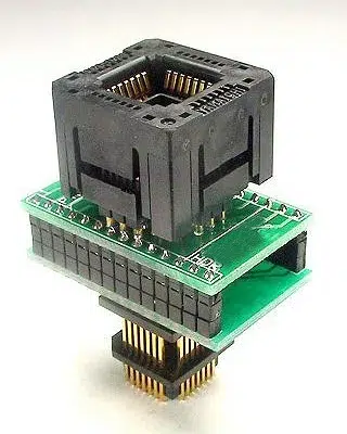 The PA28-PP adapter accepts 28 pin PLCC devices and plugs into 28 pin PLCC production sockets.