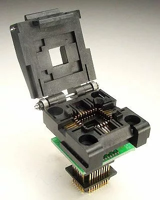 44 PLCC ZIF clamshell socket that plugs into a 44 plcc production socket